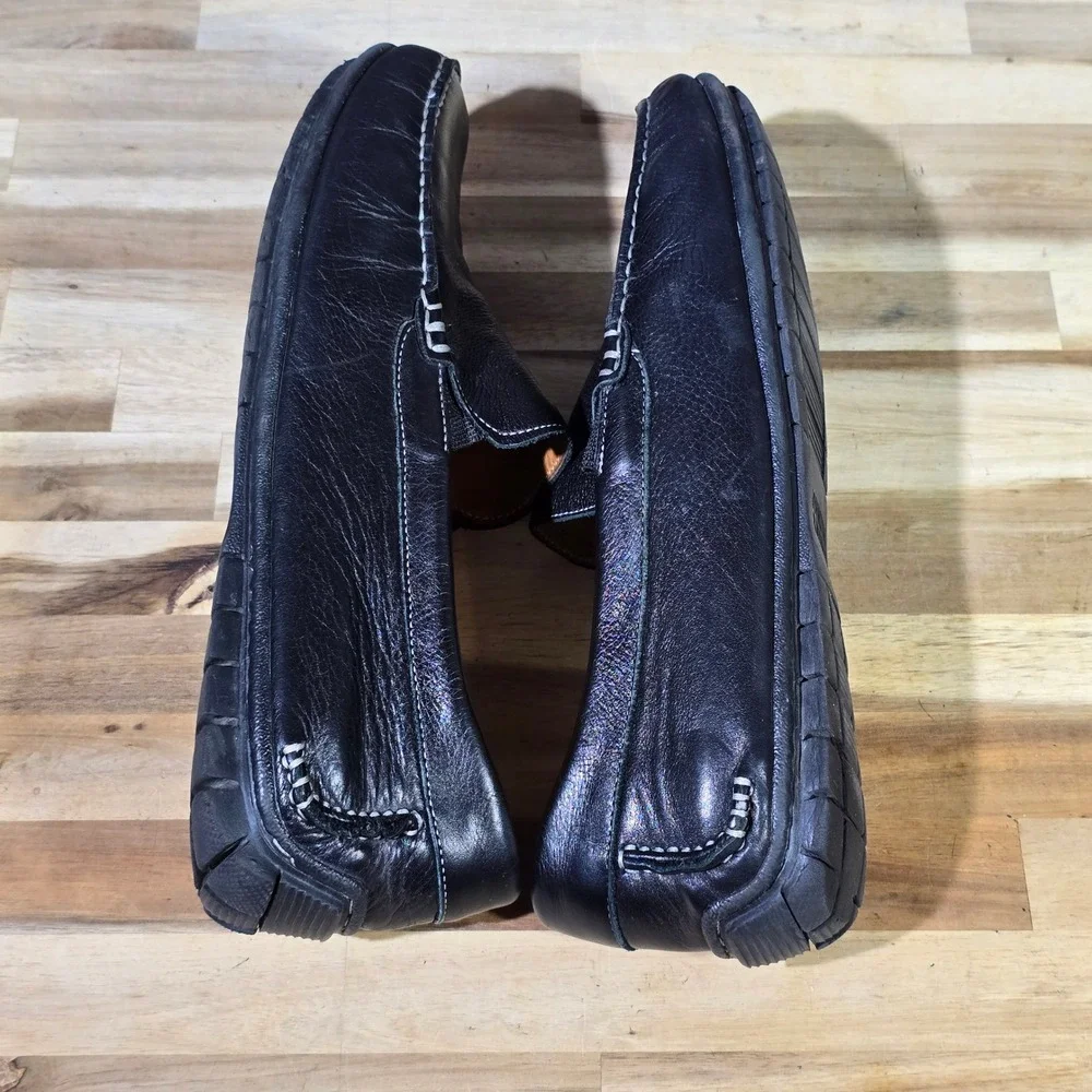 Johnston & Murphy McGuffey Loafer Black Leather Sheepskin Slip On Size 11 M Men‎